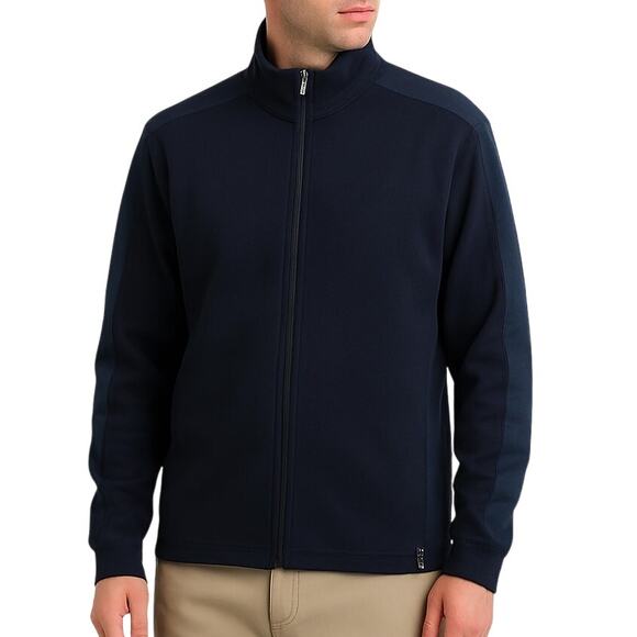 Perry Ellis Navy Blue Men's Zip Up Sweater Large - Picture 1 of 6